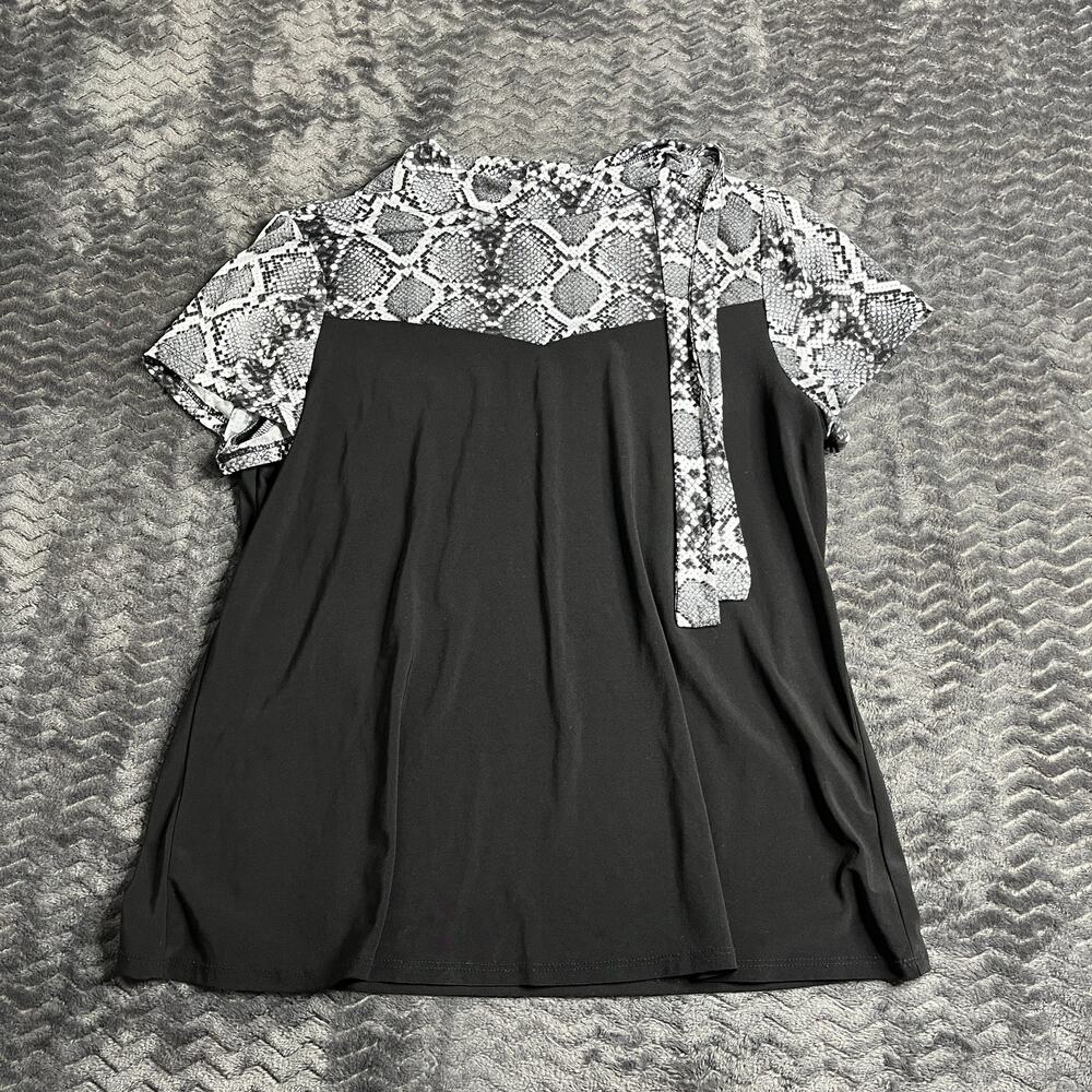Diana Belle Short Sleeve Blouse/Top with Tie Neck Size XL